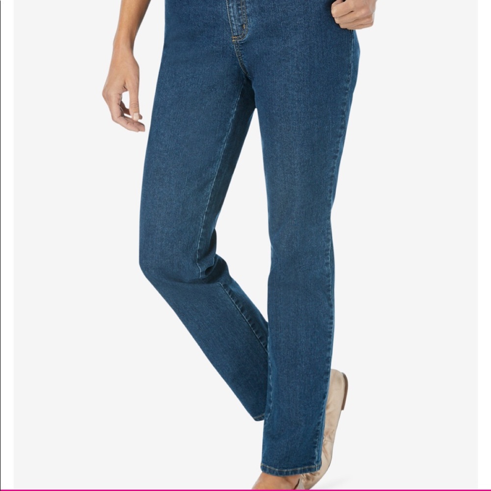 Woman Within stretch straight leg jeans